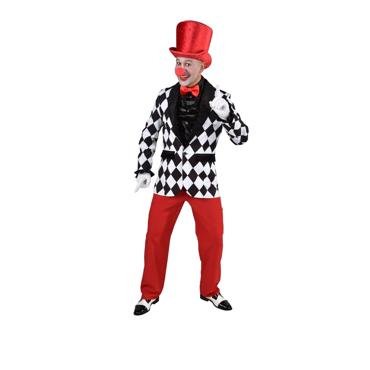 Op deze afbeelding zie je een Kostuums, van het merk Magic By Freddy's. Colbert Grote Ruit Circus Pierrot Man