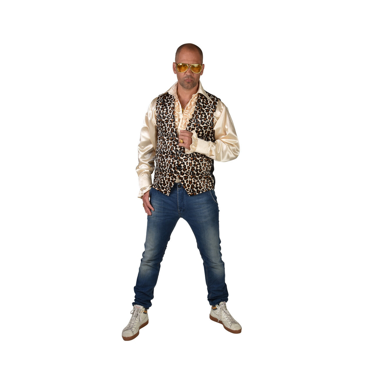 Op deze afbeelding zie je een Kostuums, van het merk Magic By Freddy's. Safari Vest Afrikaans Steppe Luipaard Man