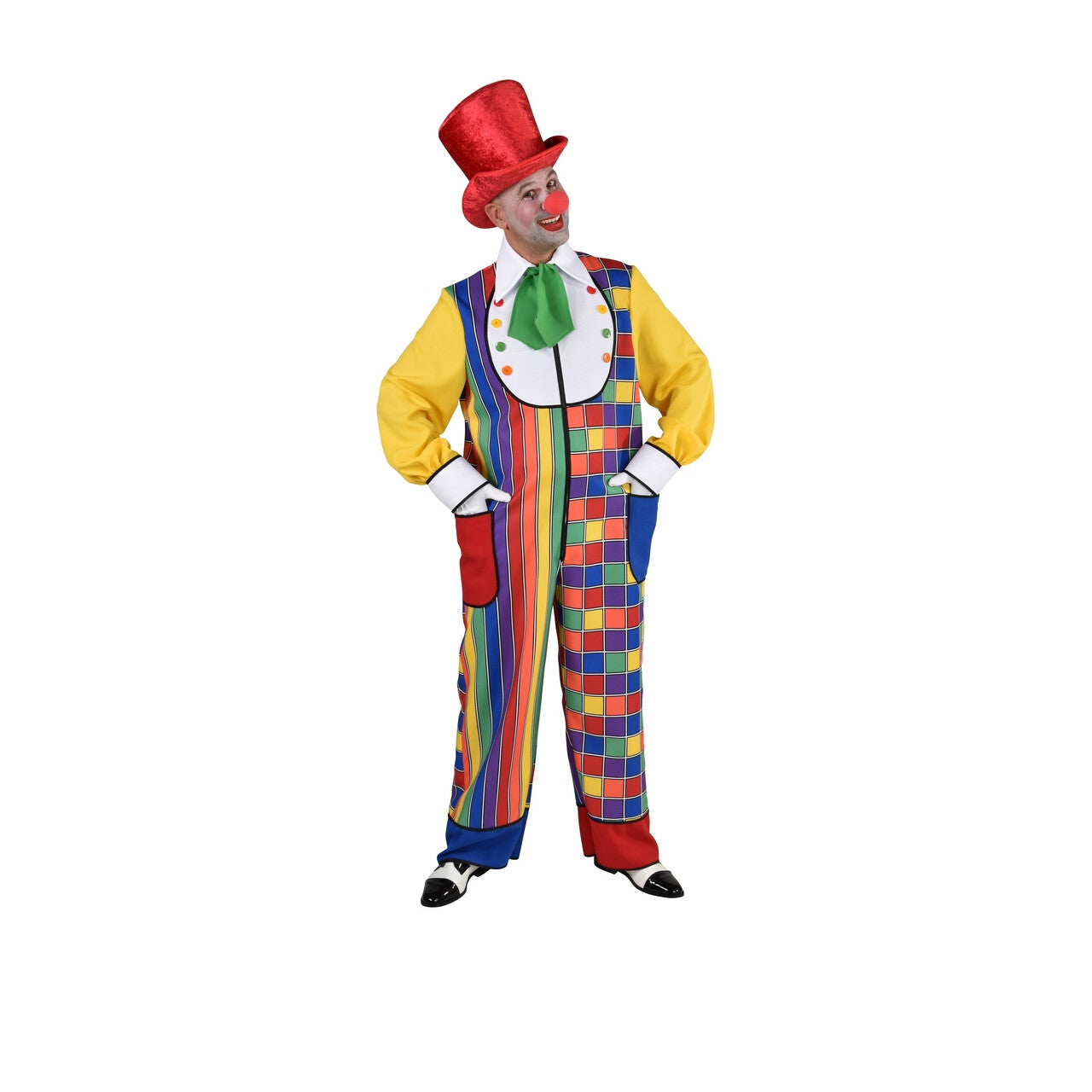 Op deze afbeelding zie je een Kostuums, van het merk Magic By Freddy's. Dol Dwaas Regenboog Circus Clown Overall Man Kostuum