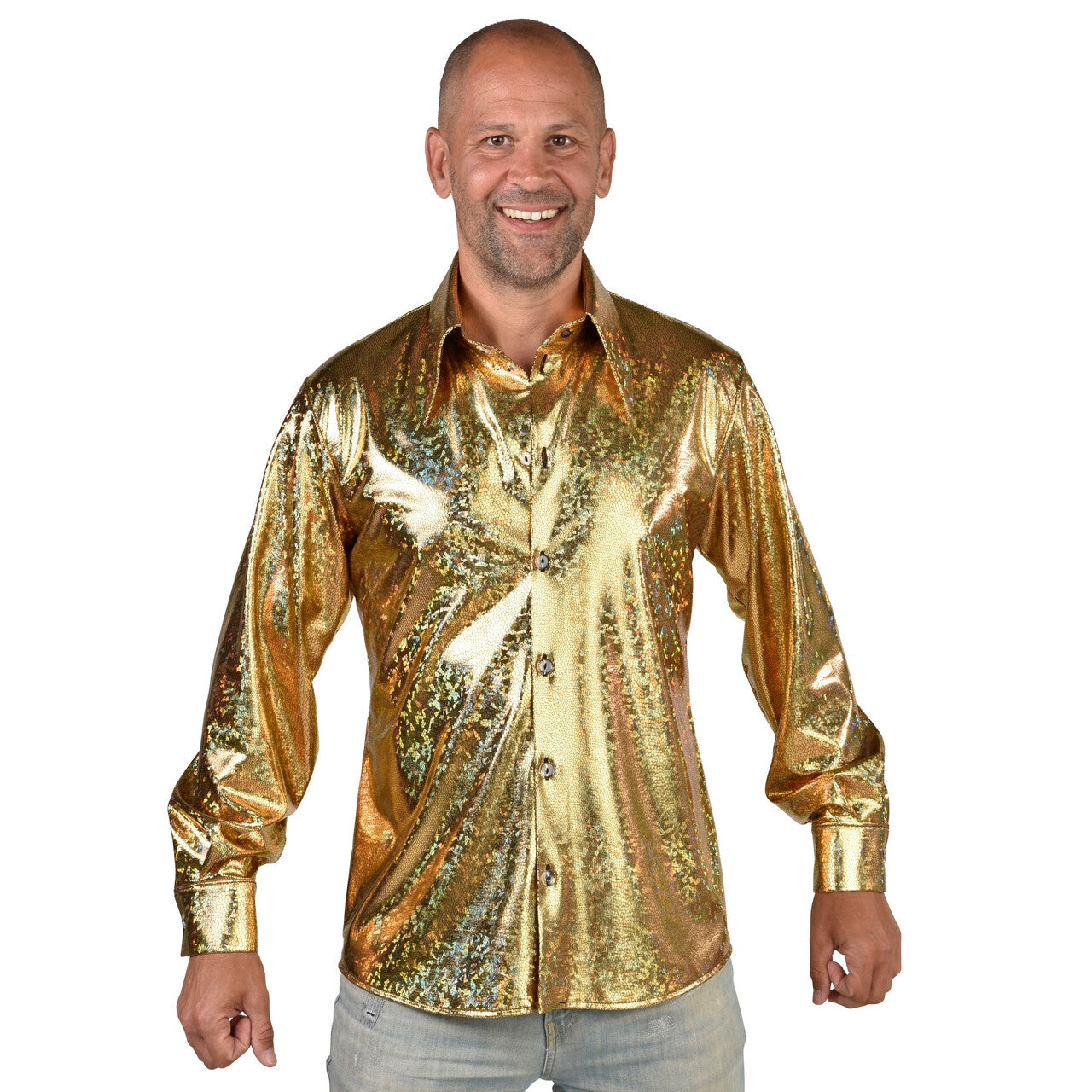 Op deze afbeelding zie je een Kostuums, van het merk Magic By Freddy's. Altijd Een Feestje In Een Gouden Blouse Man