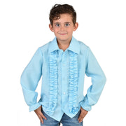 Op deze afbeelding zie je een Kostuums, van het merk Magic By Freddy's. Ruches Blouse Lichtblauw Jongen
