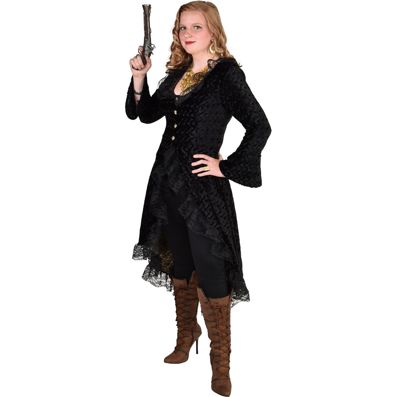 Op deze afbeelding zie je een Kostuums, van het merk Magic By Freddy's. Luxe Duistere Steampunk Mantel Vrouw