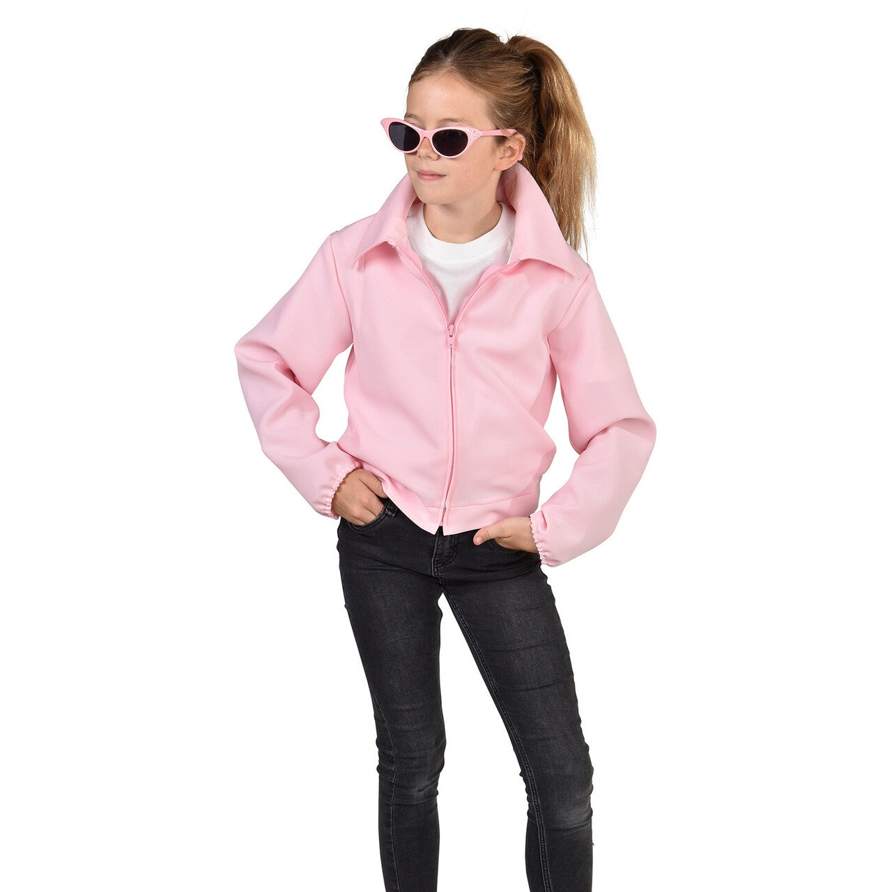 Op deze afbeelding zie je een Kostuums, van het merk Magic By Freddy's. Zoete Pink Ladies Grease Jas Lichtroze Meisje