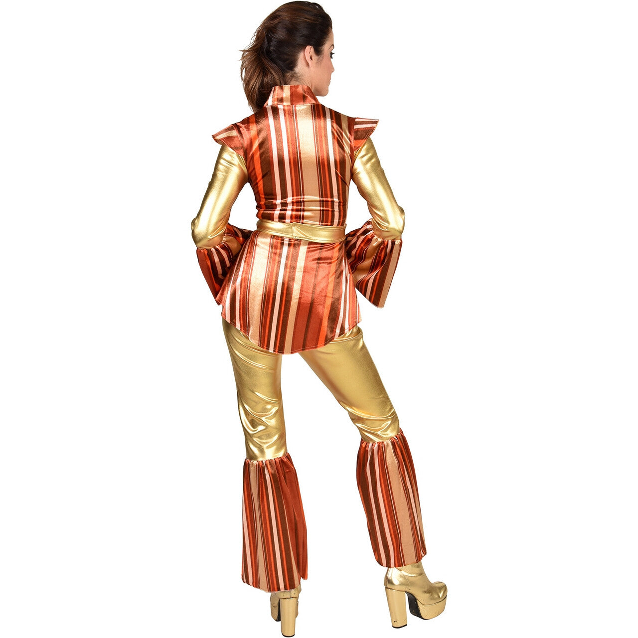 Op deze afbeelding zie je een Kostuums, van het merk Magic By Freddy's. Gouden Hippie Danseres Vrouw Kostuum