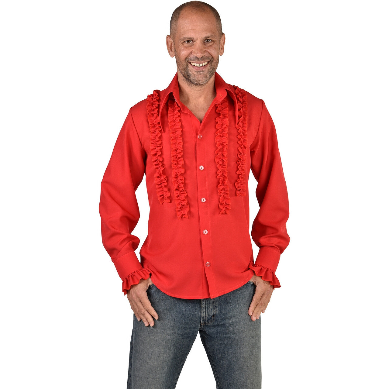Op deze afbeelding zie je een Kostuums, van het merk Magic By Freddy's. Rouches Overhemd Love Rood Man
