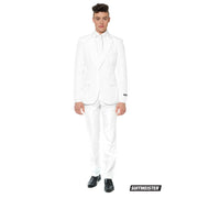 Op deze afbeelding zie je een Kostuums, van het merk Suitmeister. Helemaal Wit Solid White Man Kostuum