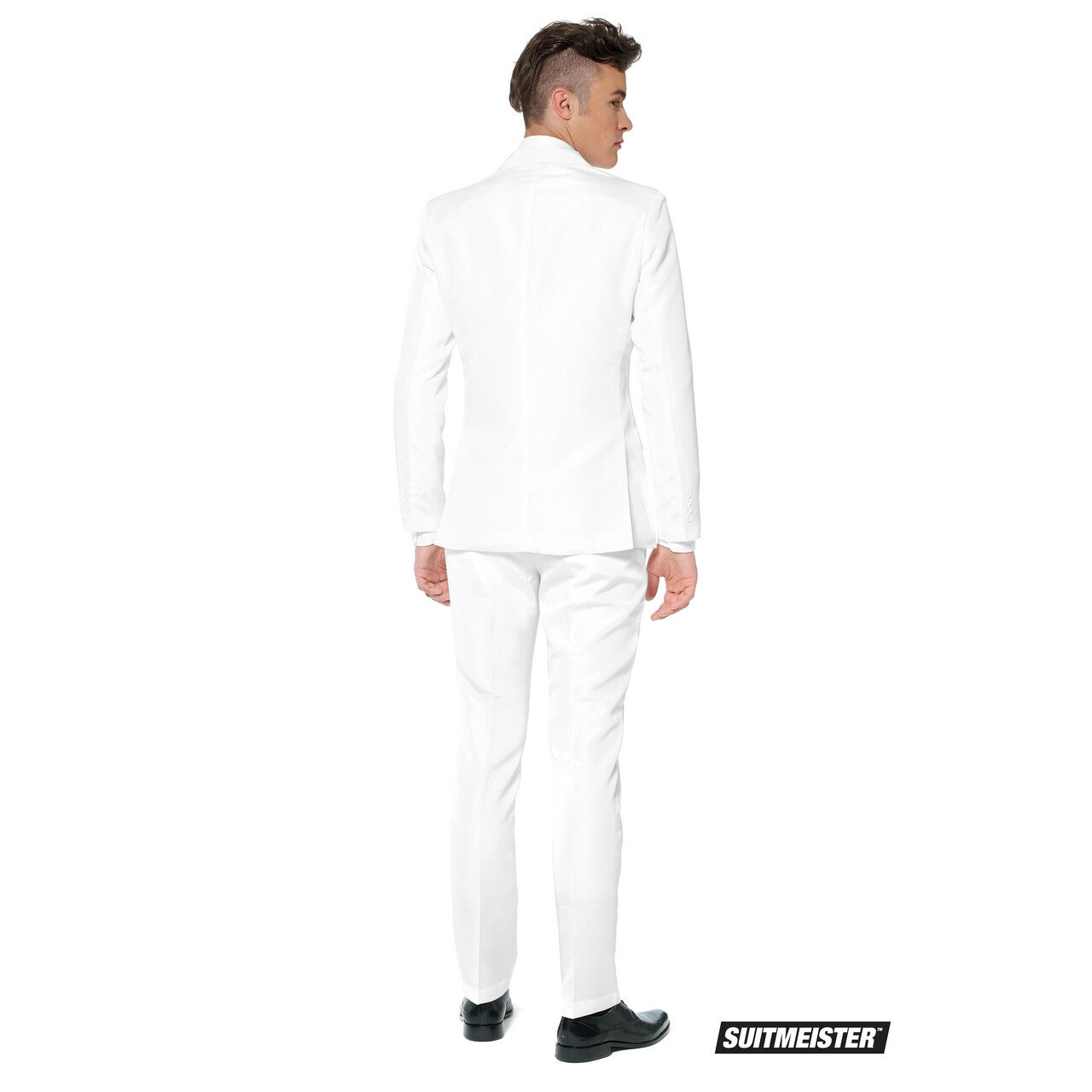 Op deze afbeelding zie je een Kostuums, van het merk Suitmeister. Helemaal Wit Solid White Man Kostuum