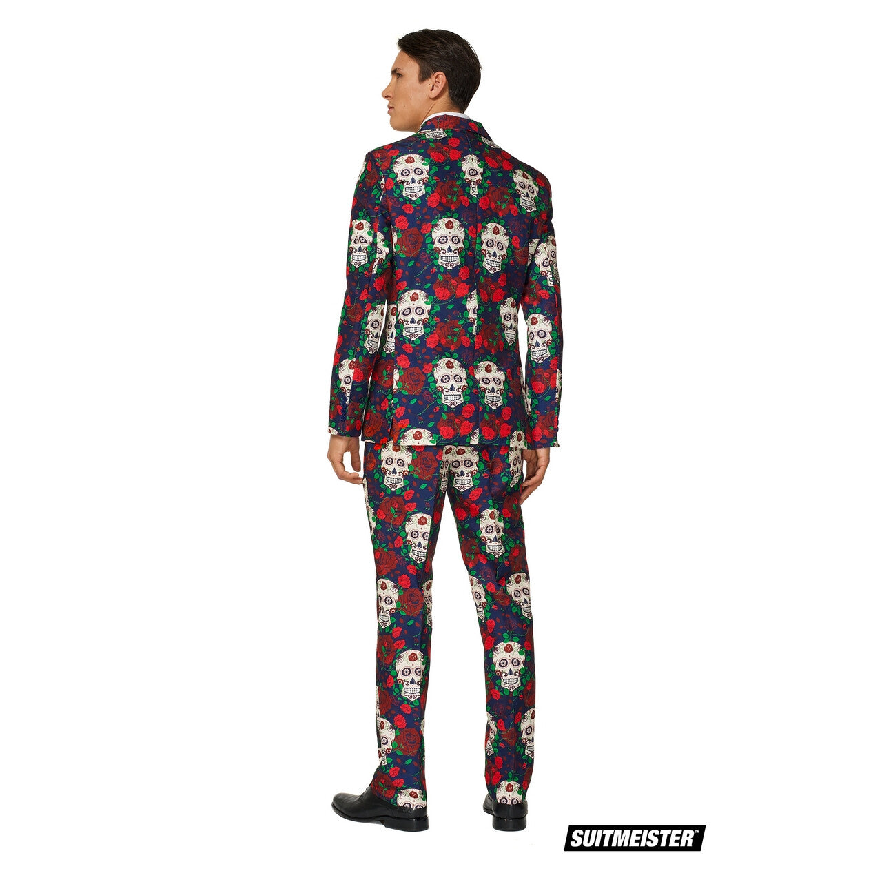 Op deze afbeelding zie je een Kostuums, van het merk Suitmeister. Day Of The Dead Schedels En Rozen Man Kostuum