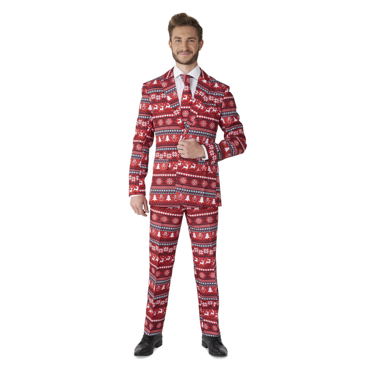 Op deze afbeelding zie je een Kostuums, van het merk Suitmeister. Nordic Pixel Red Suitmeister Man Kostuum