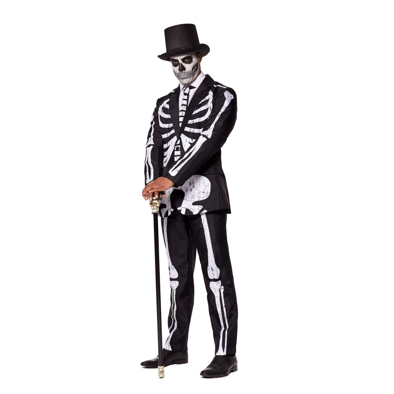 Op deze afbeelding zie je een Kostuums, van het merk Suitmeister. Skeleton Grunge Black Man
