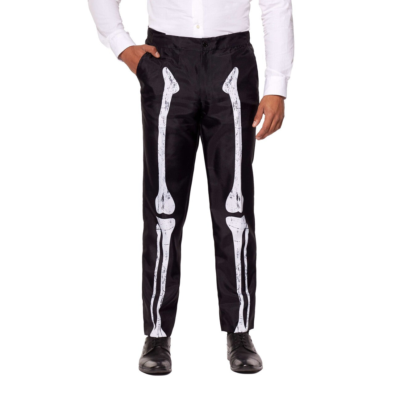 Op deze afbeelding zie je een Kostuums, van het merk Suitmeister. Skeleton Grunge Black Man