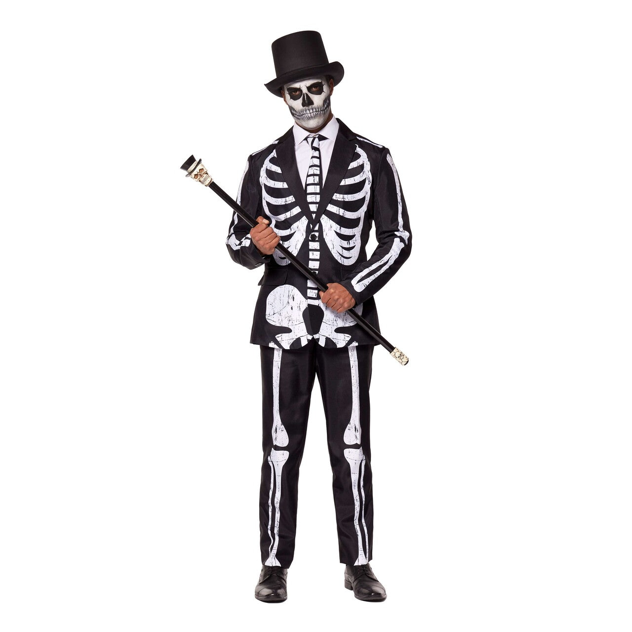 Op deze afbeelding zie je een Kostuums, van het merk Suitmeister. Skeleton Grunge Black Man