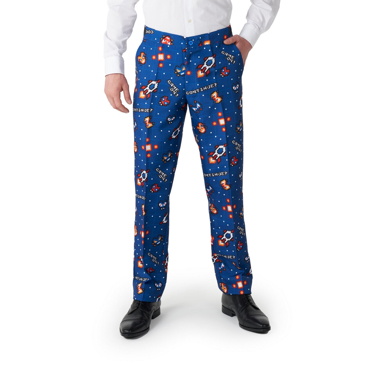 Op deze afbeelding zie je een Kostuums, van het merk Suitmeister. Retro Gamer Navy Insert Coin Man Kostuum
