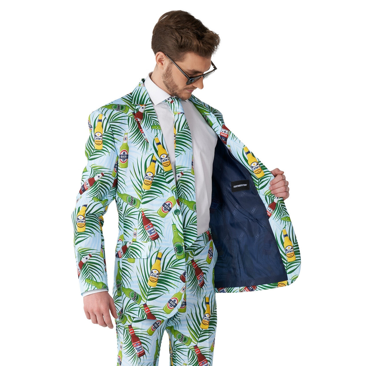 Op deze afbeelding zie je een Kostuums, van het merk Suitmeister. Tropical Beers Blue Corona Man Kostuum