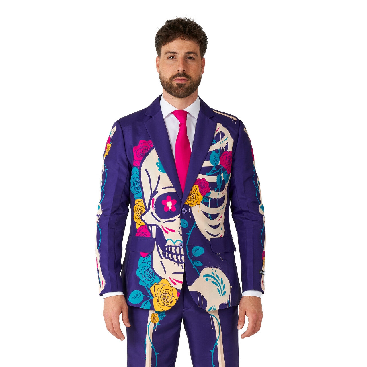 Op deze afbeelding zie je een Kostuums, van het merk Suitmeister. Sugar Skull Colourplay Man Kostuum