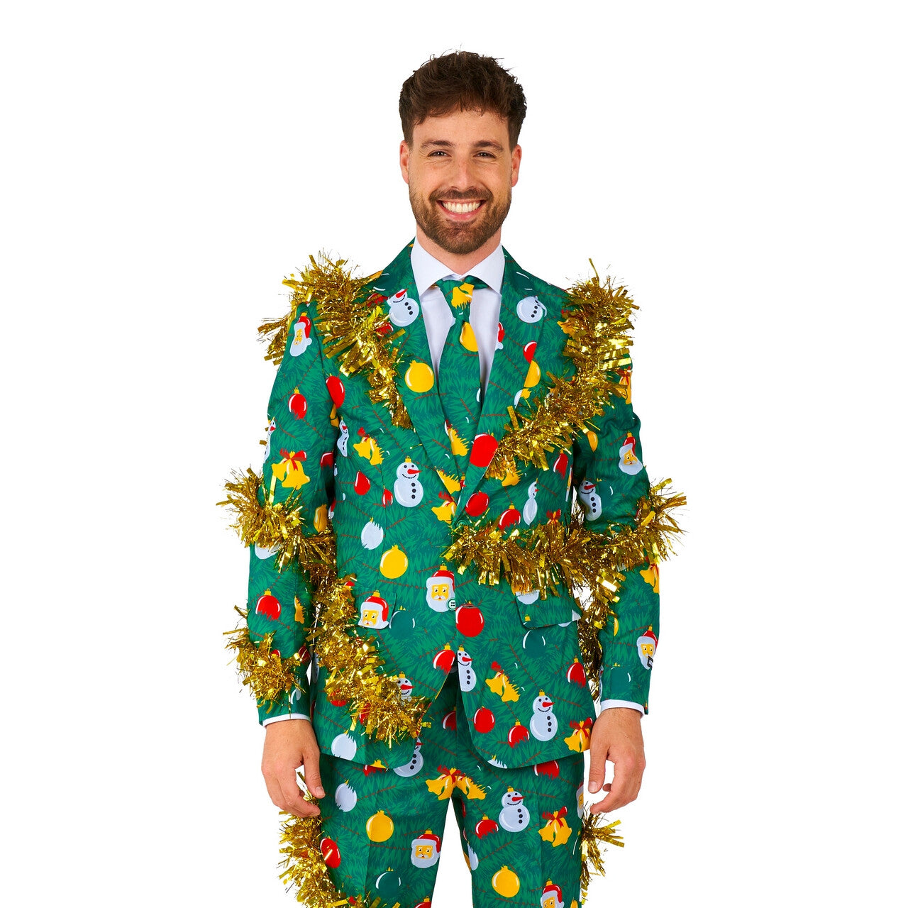 Op deze afbeelding zie je een Kostuums, van het merk Suitmeister. Versierd Tijdens Kerst Man Kostuum