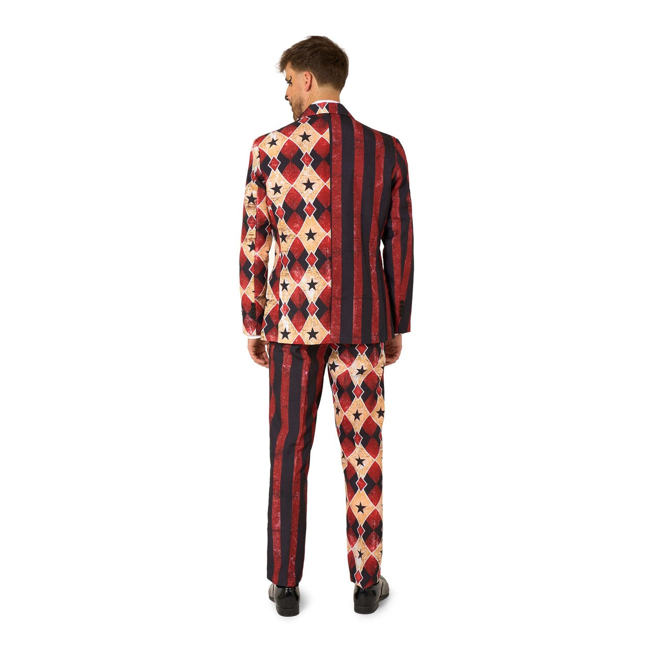 Op deze afbeelding zie je een Kostuums, van het merk Opposuits. Scary Clown Red Man Kostuum