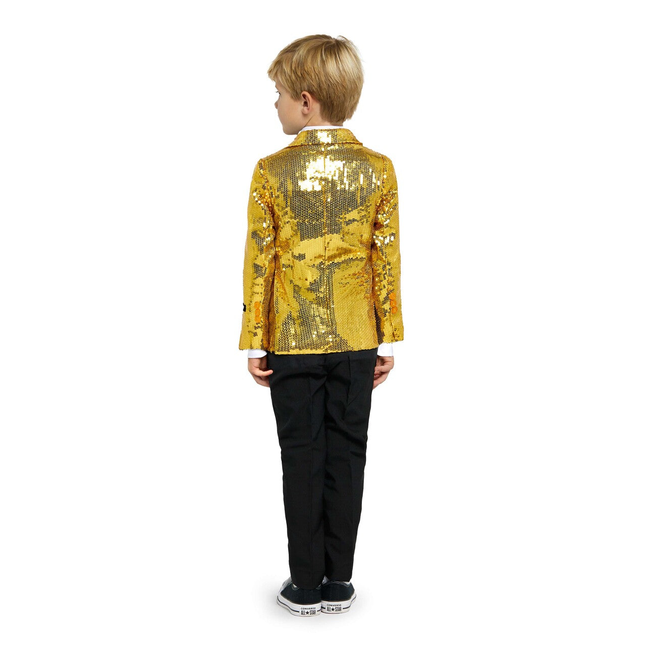 Op deze afbeelding zie je een Kostuums, van het merk Suitmeister. Boys Sequin Gold Jongen Kostuum