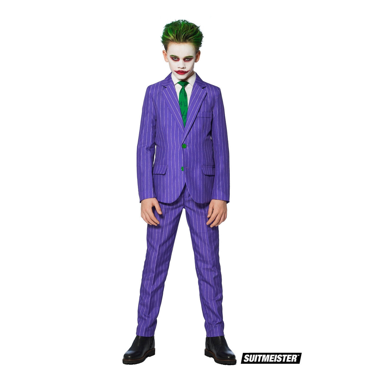 Op deze afbeelding zie je een Kostuums, van het merk Suitmeister. Batman Schurk The Joker™ Streepjes Jongen Kostuum