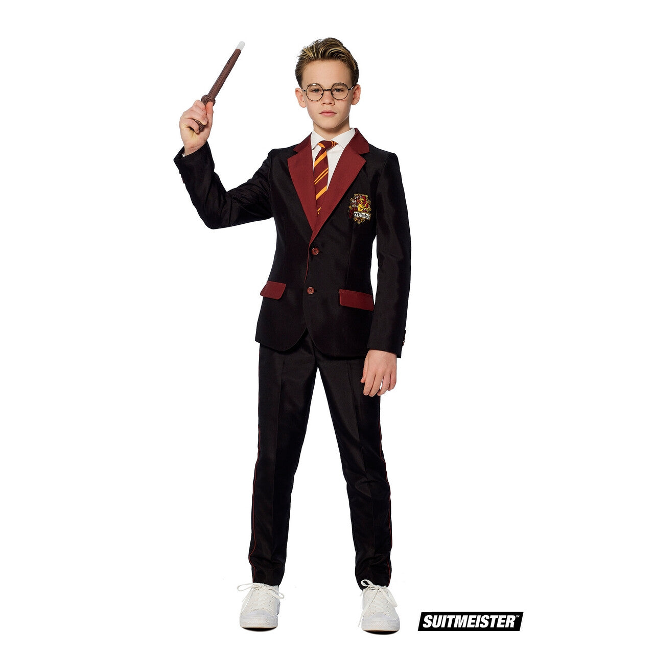Op deze afbeelding zie je een Kostuums, van het merk Suitmeister. Harry Potter™ Zweinstein Griffoendor Jongen Kostuum