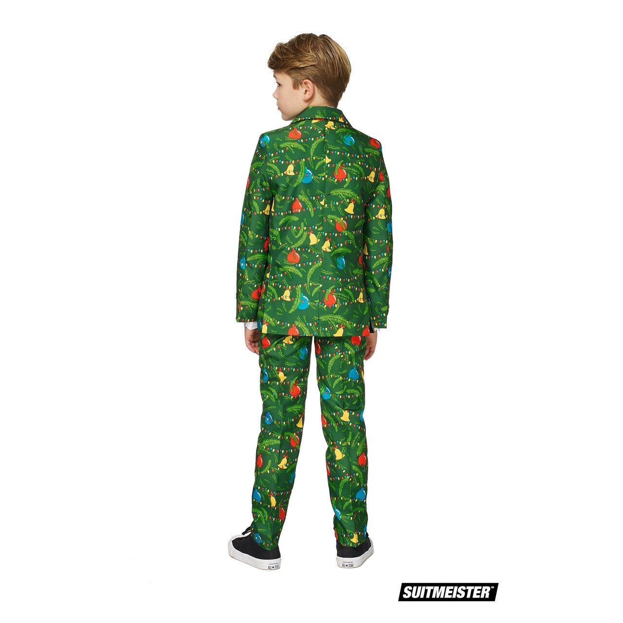 Op deze afbeelding zie je een Kostuums, van het merk Suitmeister. Groen Fonkelend Kerstbomen Jongen Kostuum