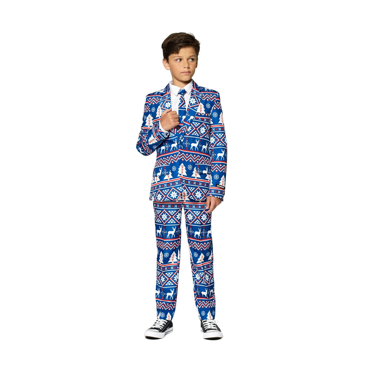 Op deze afbeelding zie je een Kostuums, van het merk Suitmeister. Christmas Blue Nordic Rendier Kerst Jongen Kostuum