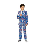 Op deze afbeelding zie je een Kostuums, van het merk Suitmeister. Christmas Blue Nordic Rendier Kerst Jongen Kostuum