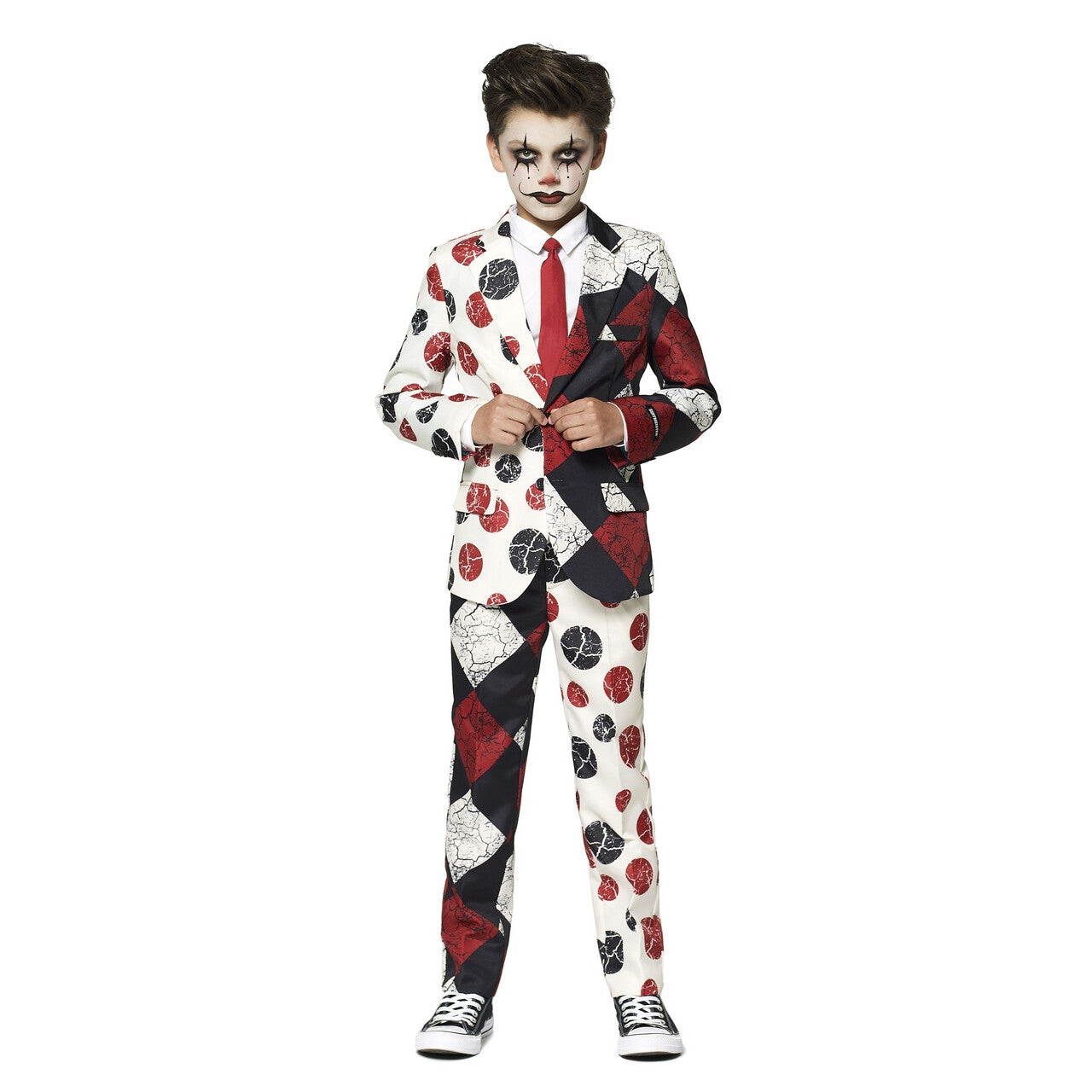 Op deze afbeelding zie je een Kostuums, van het merk Suitmeister. Halloween Bloedvaten Enge Harlekijn Jongen Kostuum