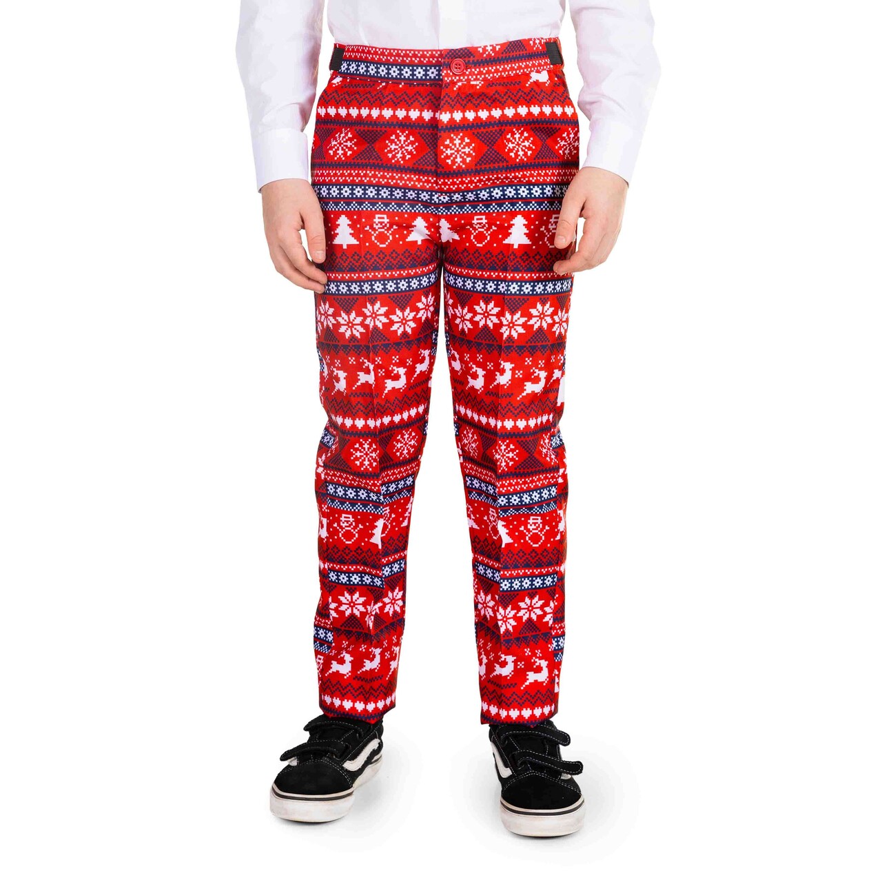 Op deze afbeelding zie je een Kostuums, van het merk Suitmeister. Boys Nordic Pixel Red Jongen Kostuum