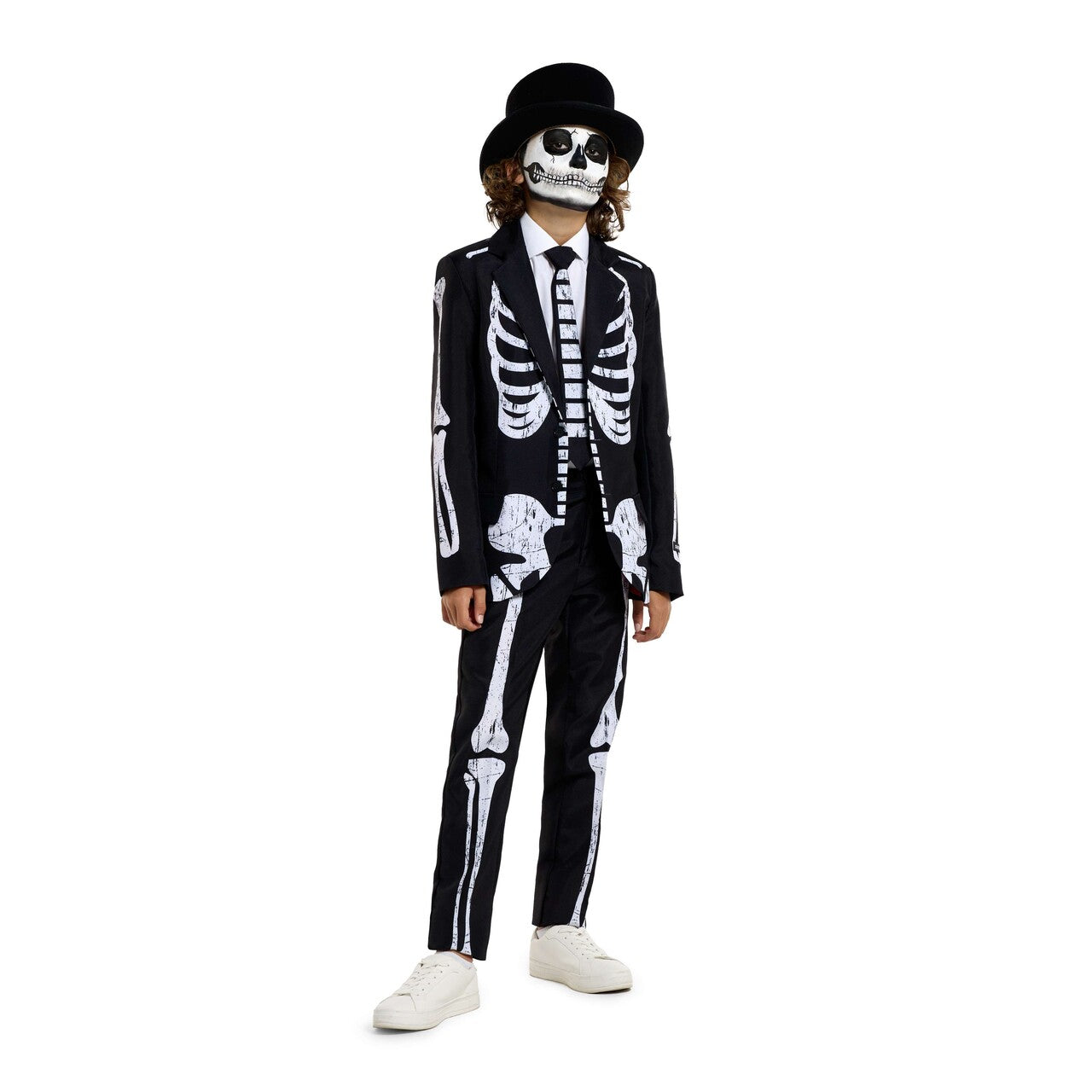 Op deze afbeelding zie je een Kostuums, van het merk Suitmeister. Boys Skeleton Grunge Black Jongen