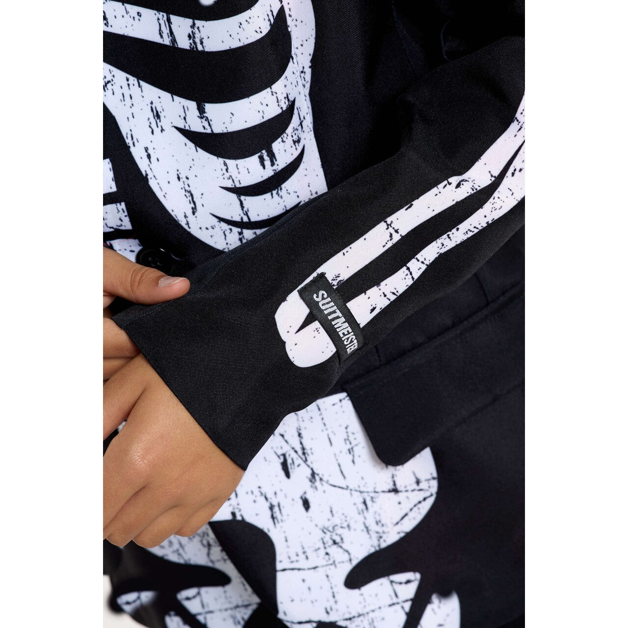 Op deze afbeelding zie je een Kostuums, van het merk Suitmeister. Boys Skeleton Grunge Black Jongen