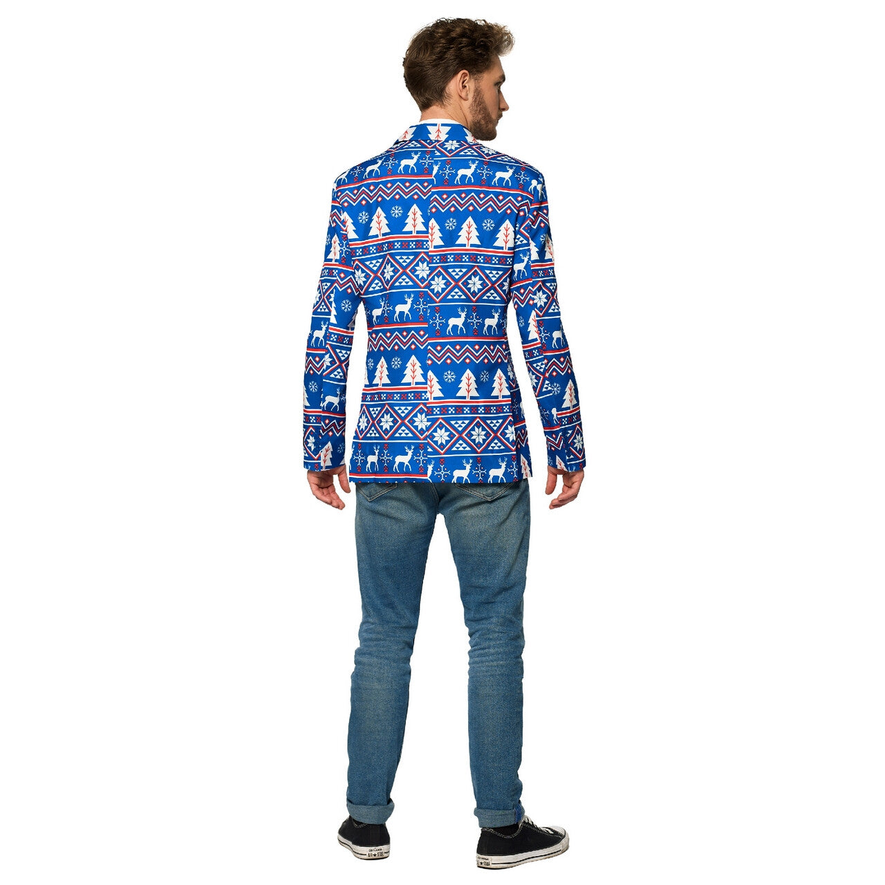 Op deze afbeelding zie je een Kostuums, van het merk Suitmeister. Christmas Blue Nordic Colbert Man