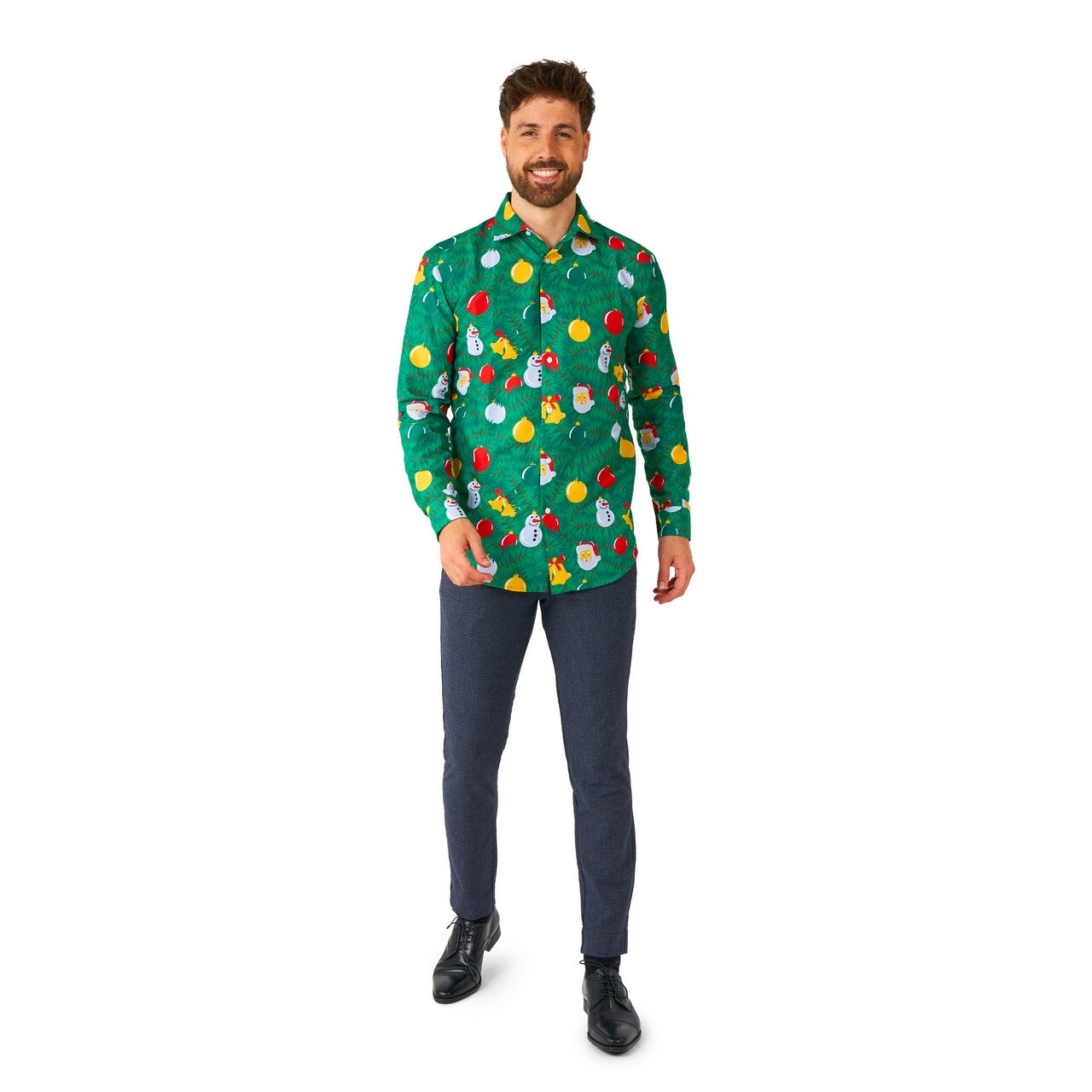 Op deze afbeelding zie je een Kostuums, van het merk Suitmeister. Groene Xmas Versiering Overhemd Man
