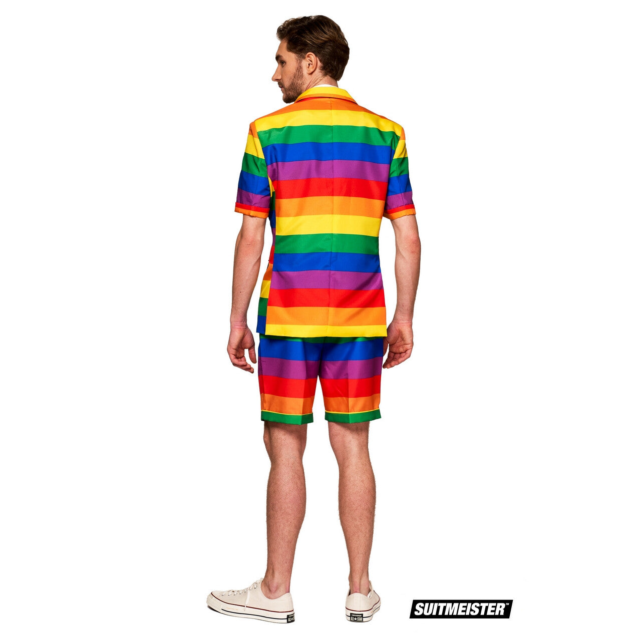 Op deze afbeelding zie je een Kostuums, van het merk Suitmeister. Uitgesproken Kleurrijk Regenboog Zomer Man Kostuum