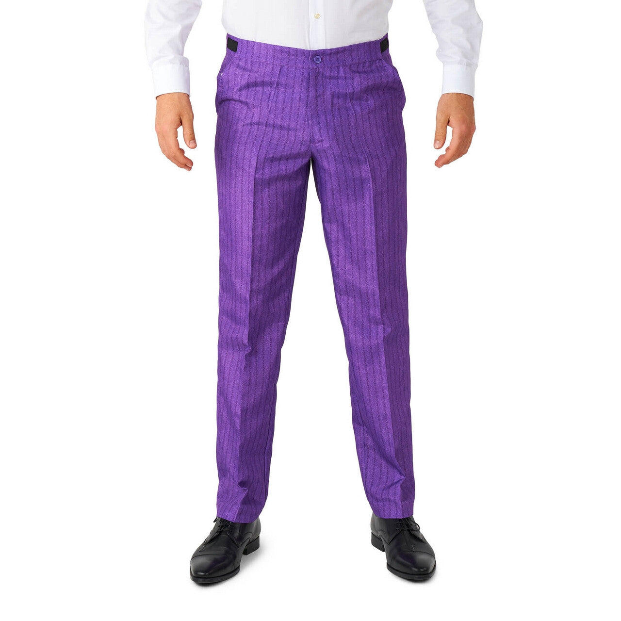 Op deze afbeelding zie je een Kostuums, van het merk Suitmeister. Paarse Funny Joker Man Kostuum