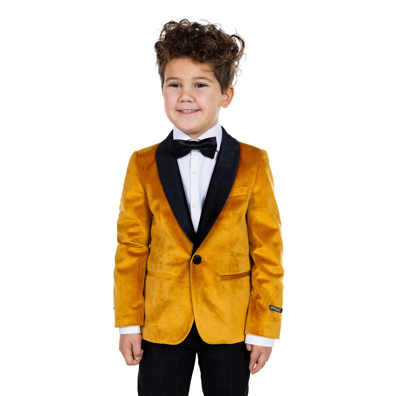 Op deze afbeelding zie je een Kostuums, van het merk Opposuits. Boys Dinner Jacket - Gold Jongen Kostuum
