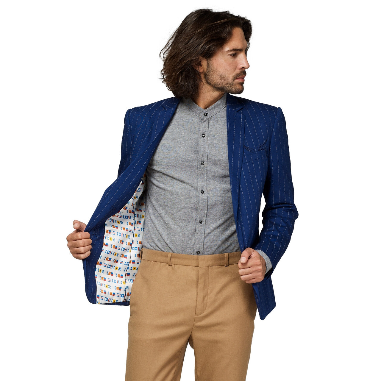 Op deze afbeelding zie je een Kostuums, van het merk Opposuits. Washed Navy Captain Octoblue Jas Man