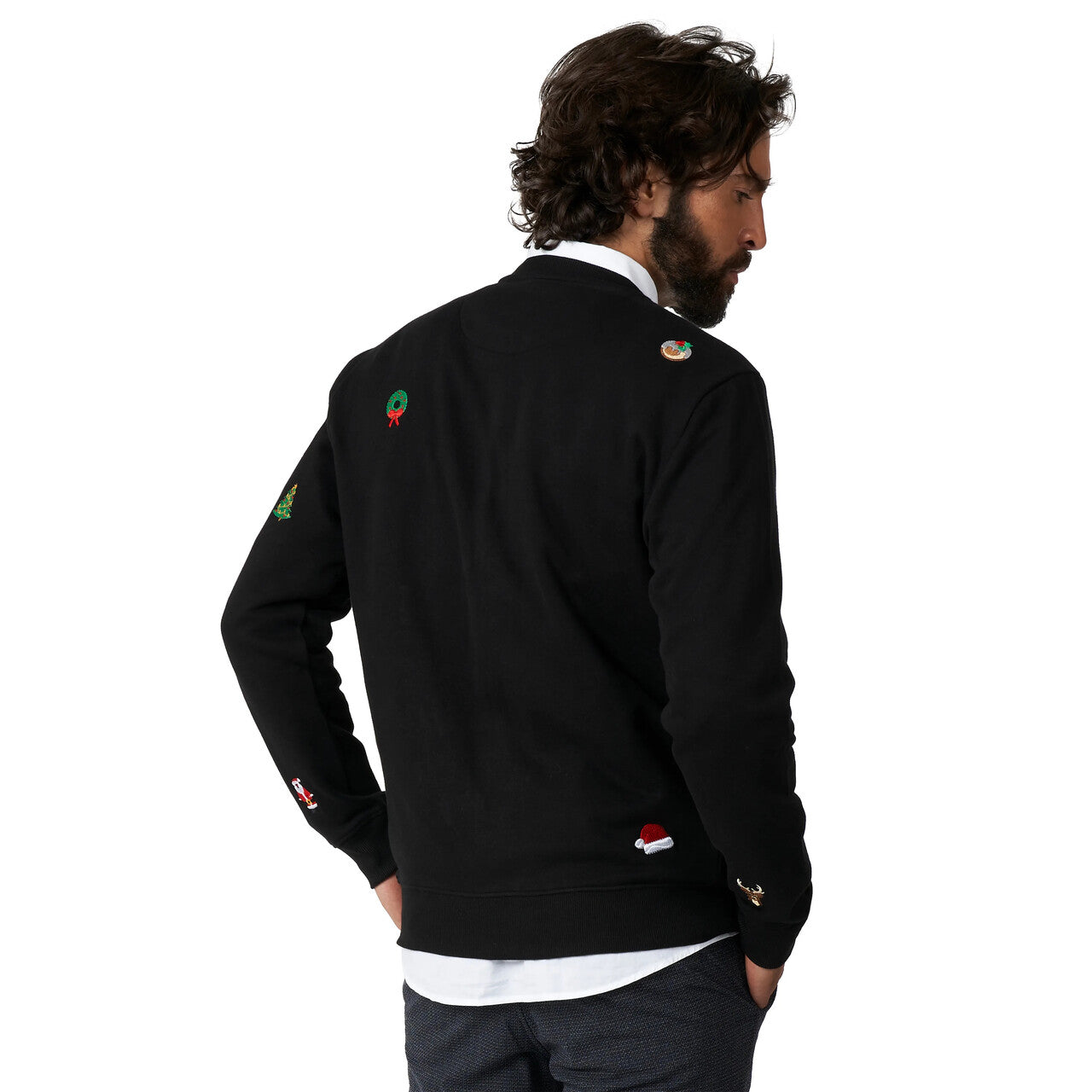 Op deze afbeelding zie je een Kostuums, van het merk Opposuits. X-Mas Nette Kersttrui Zwart Man