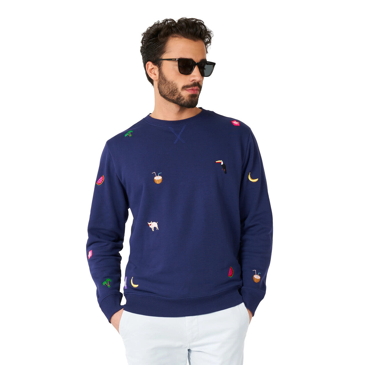 Op deze afbeelding zie je een Kostuums, van het merk Opposuits. Zomeravond Iconen Trui Blauw Man