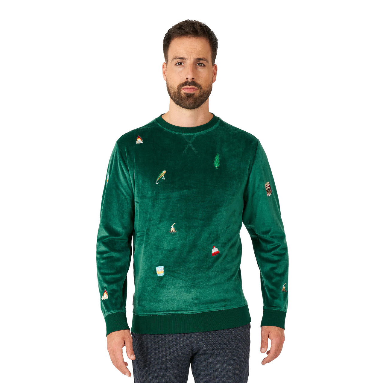 Op deze afbeelding zie je een Kostuums, van het merk Opposuits. Velvet Green - Xmas Icons Man