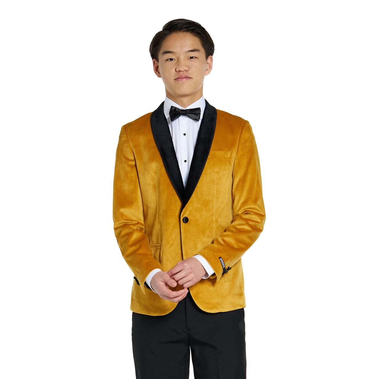 Op deze afbeelding zie je een Kostuums, van het merk Opposuits. Teen Boys Dinner Jacket - Gold Jongen Kostuum