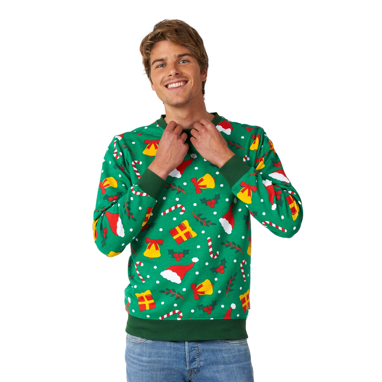 Op deze afbeelding zie je een Kostuums, van het merk Opposuits. Gezellige Xmas Spirit Trui Man