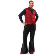 Op deze afbeelding zie je een Kostuums, van het merk Original Replicas. Paillettenvest Met Strik Elegant Red Man