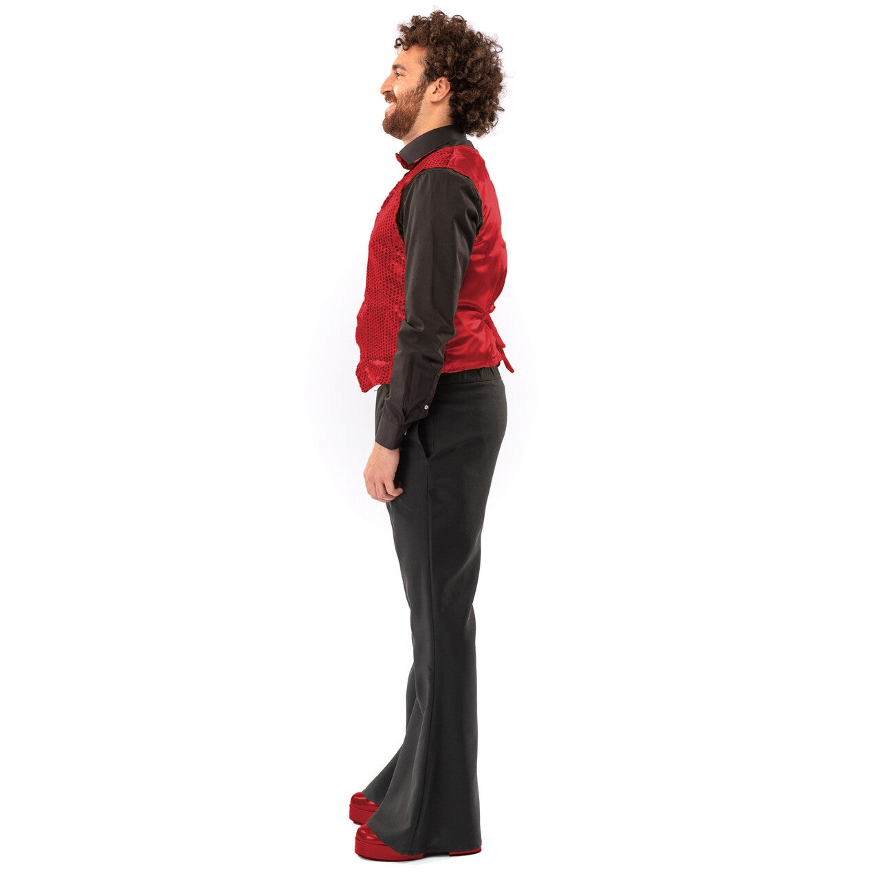 Op deze afbeelding zie je een Kostuums, van het merk Original Replicas. Paillettenvest Met Strik Elegant Red Man