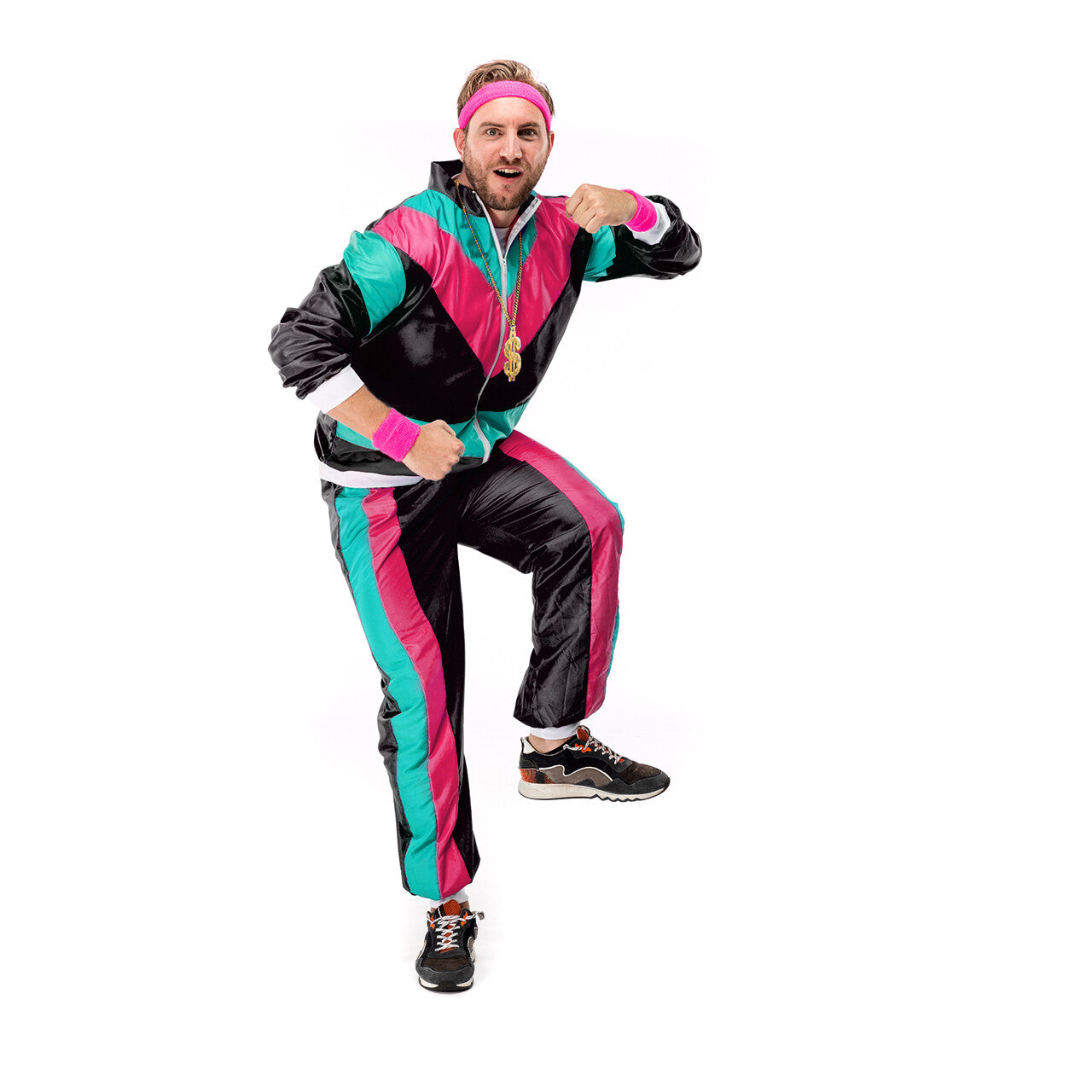 Op deze afbeelding zie je een Kostuums, van het merk Original Replicas. 80s Trainingspak Apollo Man Kostuum