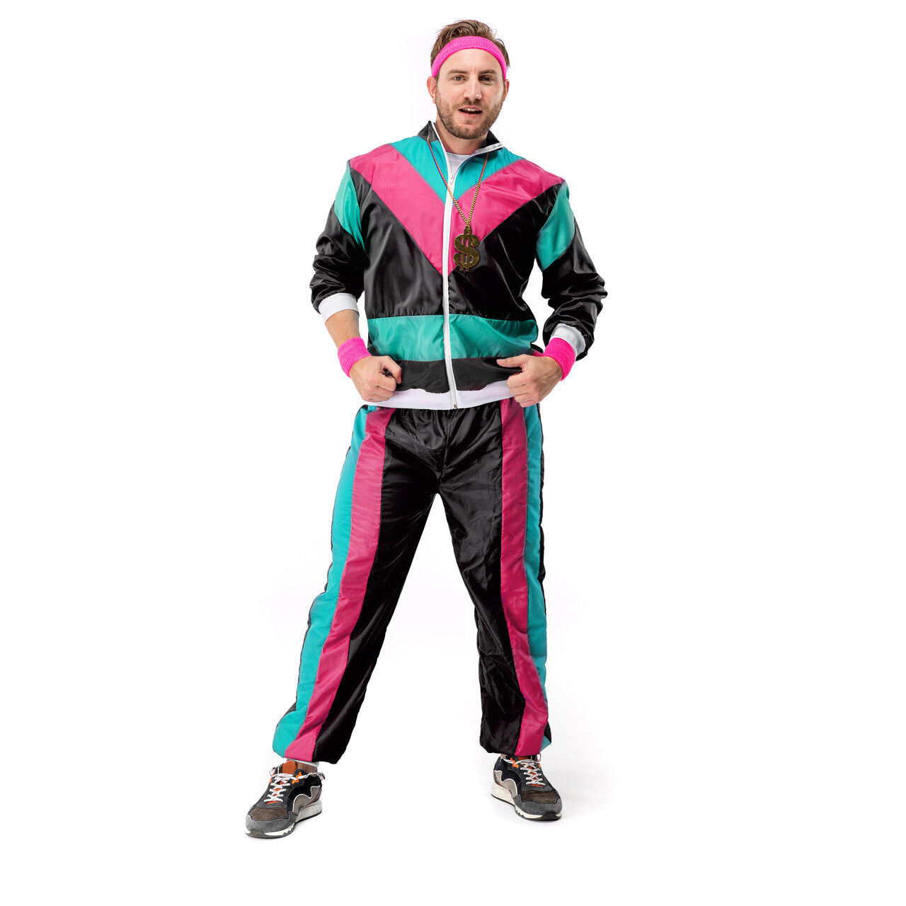 Op deze afbeelding zie je een Kostuums, van het merk Original Replicas. 80s Trainingspak Apollo Man Kostuum