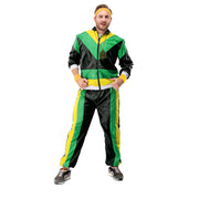 Op deze afbeelding zie je een Kostuums, van het merk Original Replicas. 80s Tracksuit Jamaican Jogger Man Kostuum