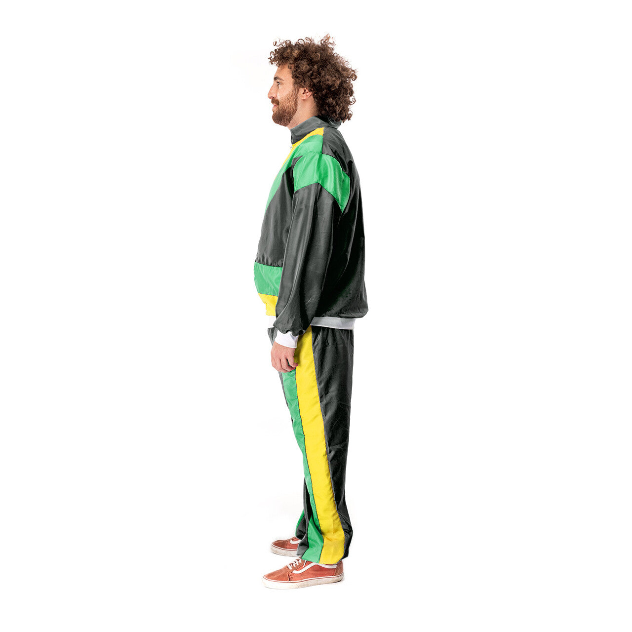 Op deze afbeelding zie je een Kostuums, van het merk Original Replicas. 80s Tracksuit Jamaican Jogger Man Kostuum