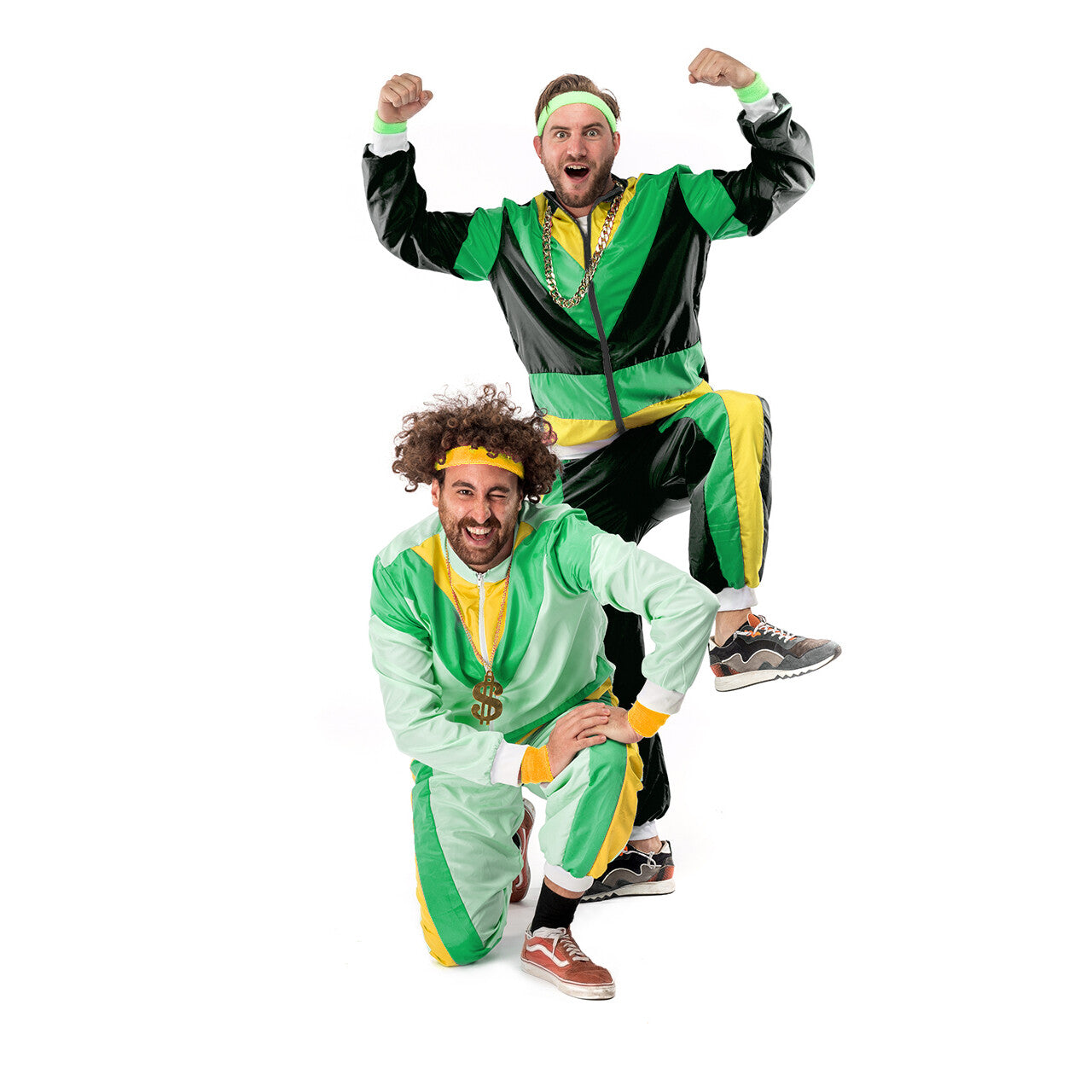 Op deze afbeelding zie je een Kostuums, van het merk Original Replicas. 80s Tracksuit Jamaican Jogger Man Kostuum