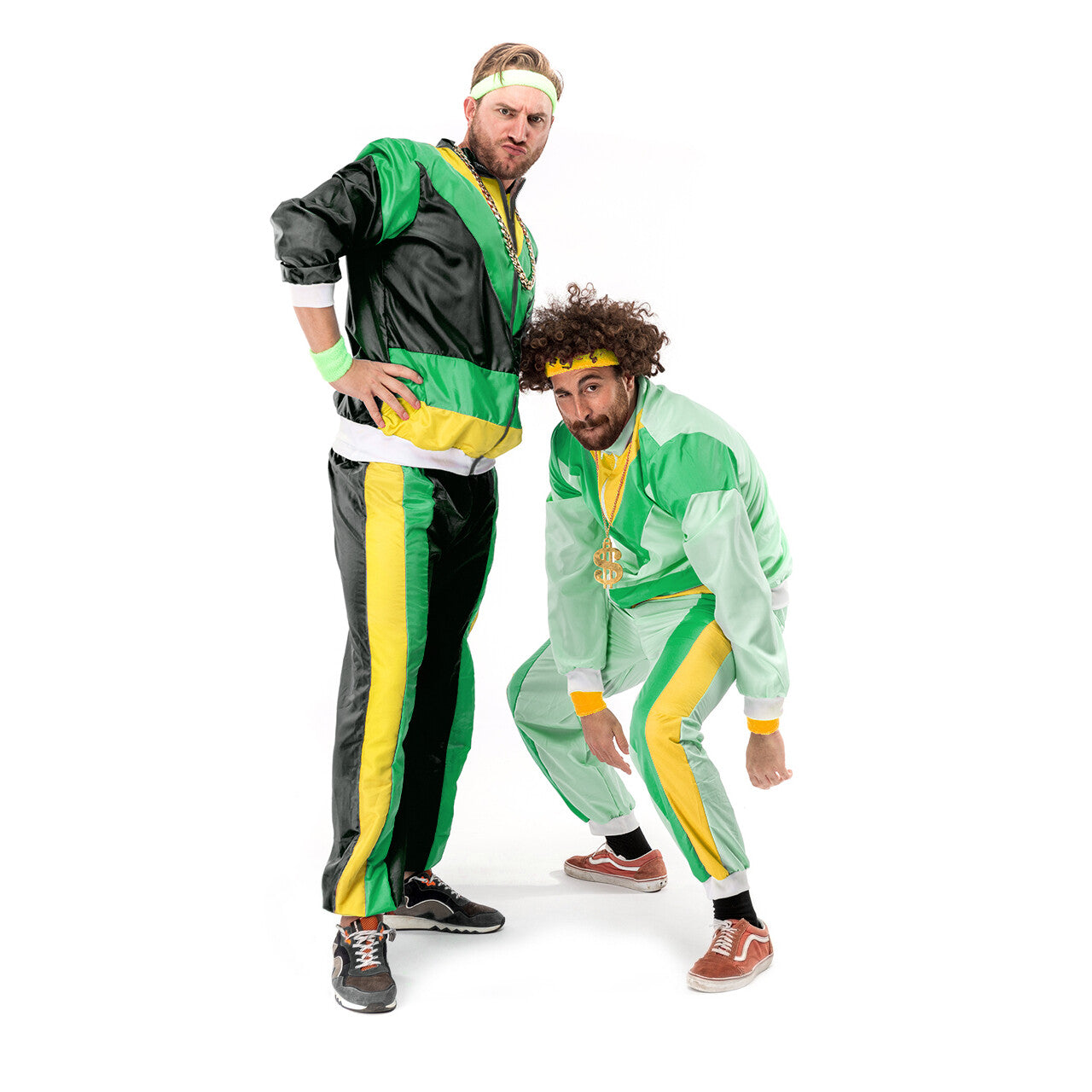 Op deze afbeelding zie je een Kostuums, van het merk Original Replicas. 80s Tracksuit Jamaican Jogger Man Kostuum
